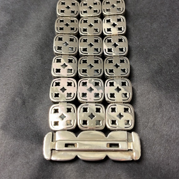 David Yurman 3 row silver diamond Mother of Pearl wide bracelet . - Picture 8 of 10